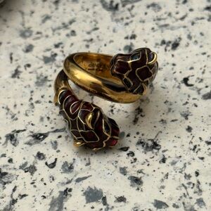 Gucci Gold and Red Panther Head Ring